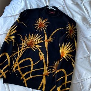 Funky Vintage Patterned MockNeck Sweater